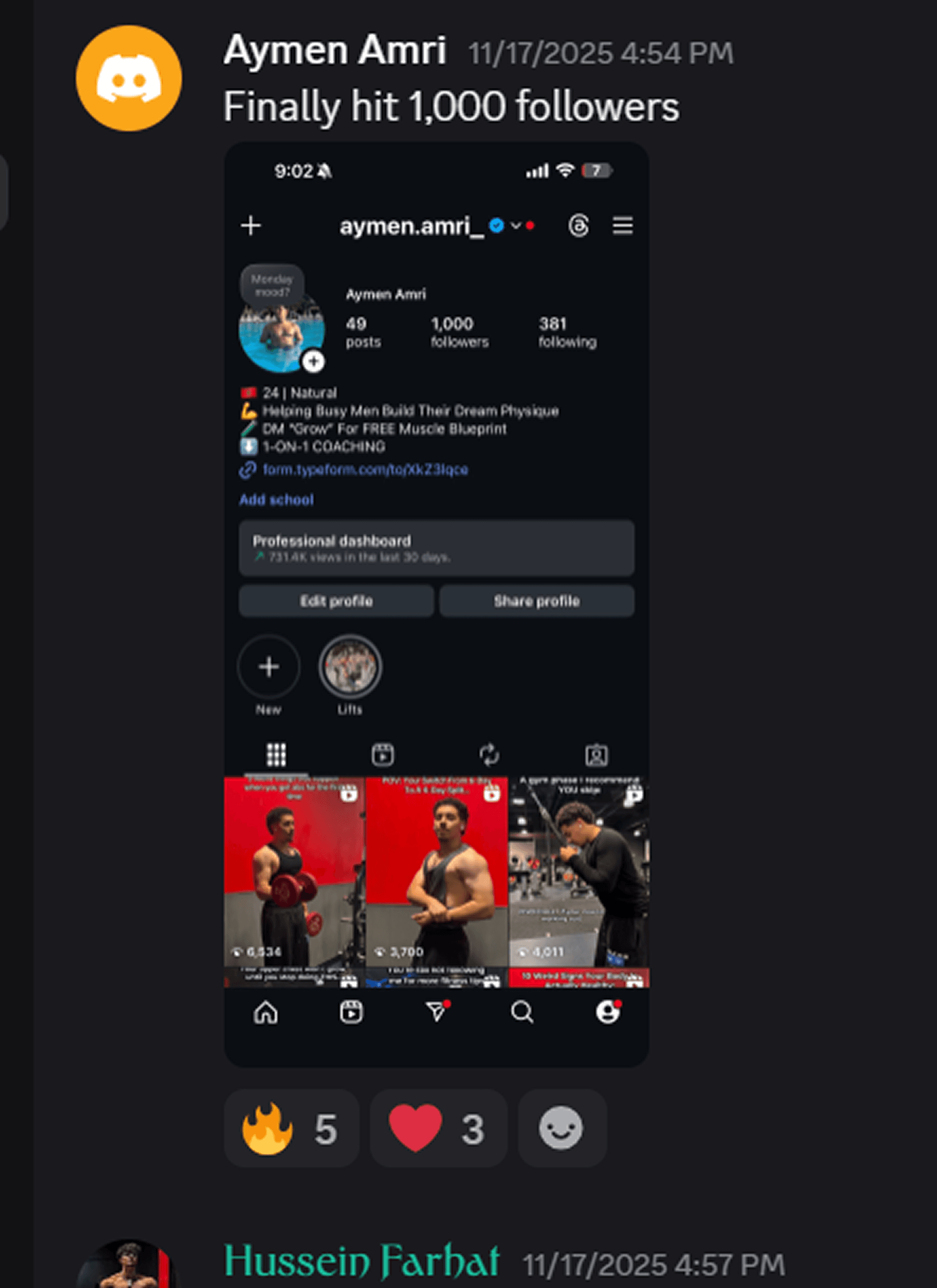 Hit 1,000 Instagram followers