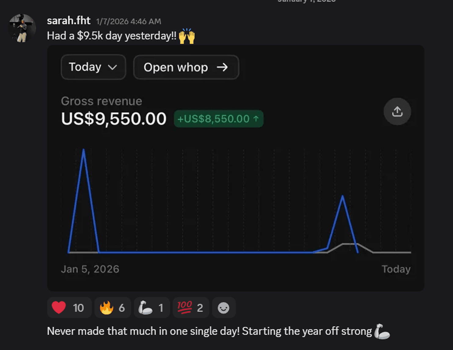 $9,500 revenue in a single day